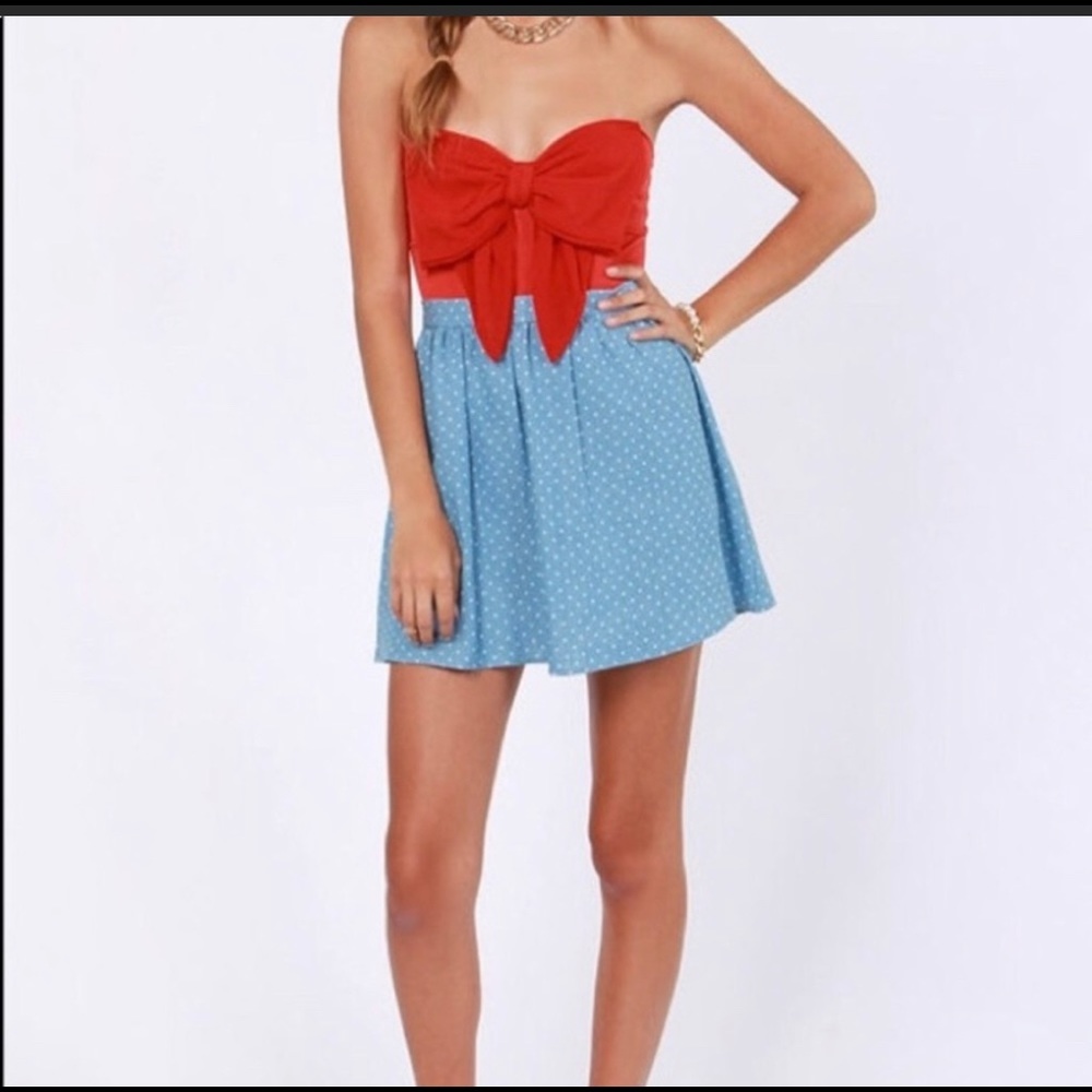 Red chiffon strapless body suit